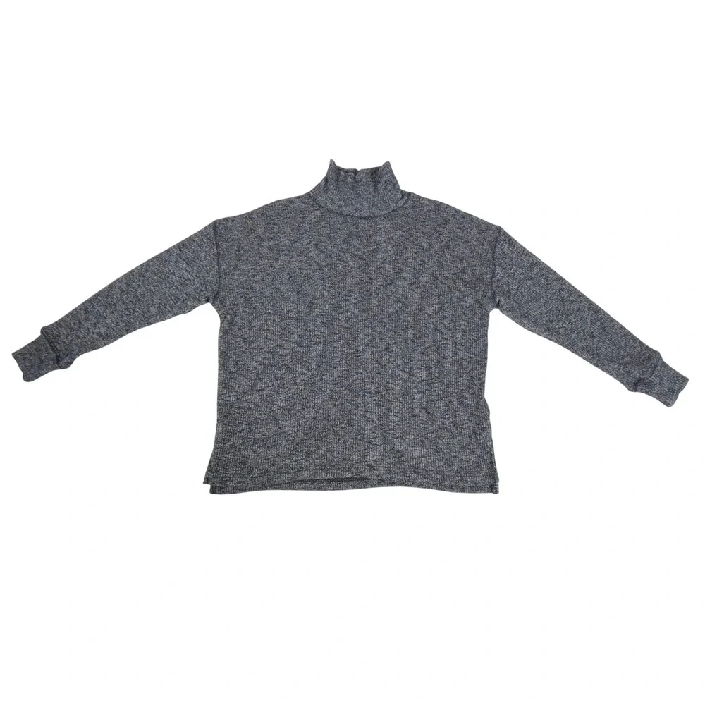 J Crew Funnel Neck‎ Sweater Size Small Gray Speckled Marled Ribbed Knit Stretchy